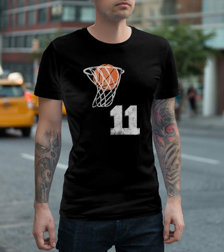 Basketball Hoop Swish Number 11 T-Shirt