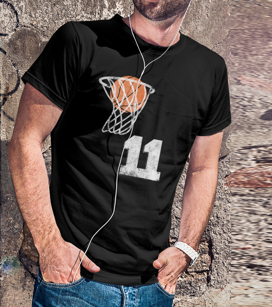 Basketball Hoop Swish Number 11 T-Shirt