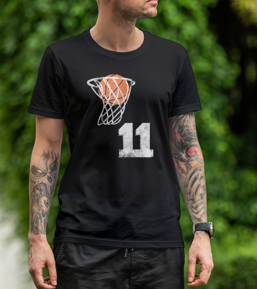 Basketball Hoop Swish Number 11 T-Shirt