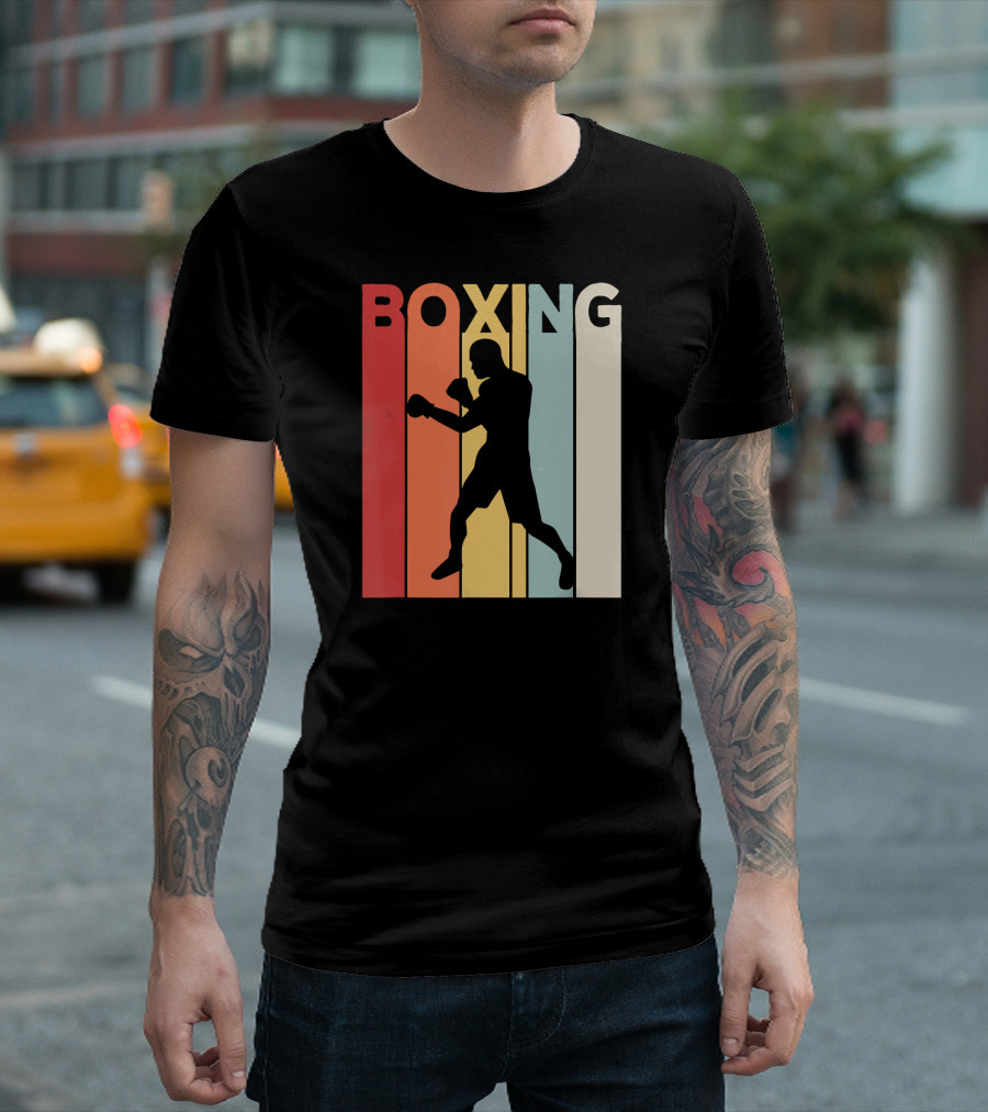 Vintage Boxing Boxer Silhouette Retro Sport Fight T-Shirt