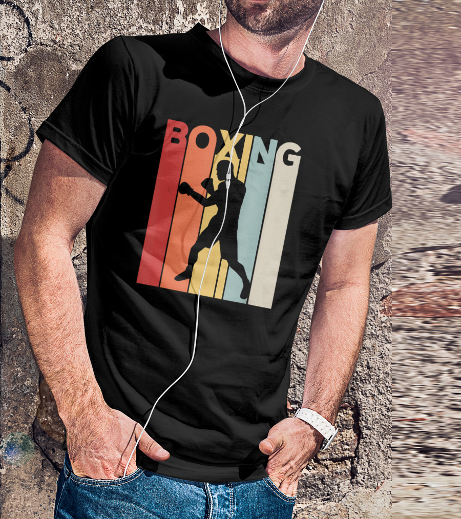 Vintage Boxing Boxer Silhouette Retro Sport Fight T-Shirt