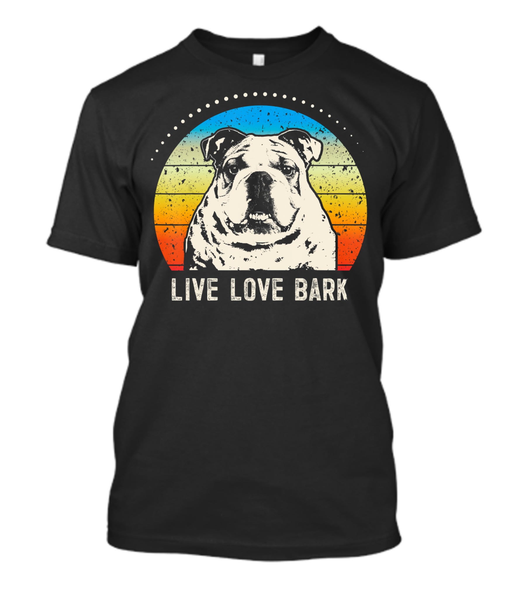 Live Love Bark Vintage English Bulldog Retro Sunset T-Shirt