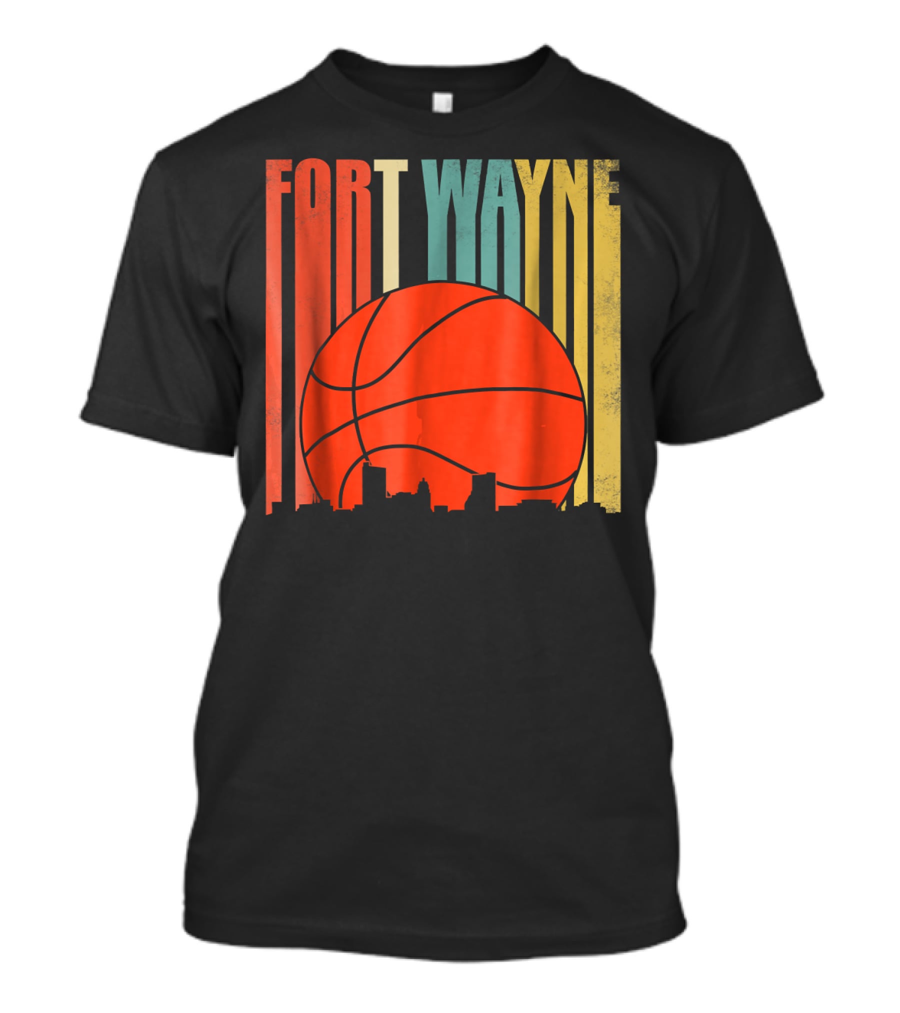 Fort Wayne Indiana Vintage Basketball Skyline Retro T-Shirt