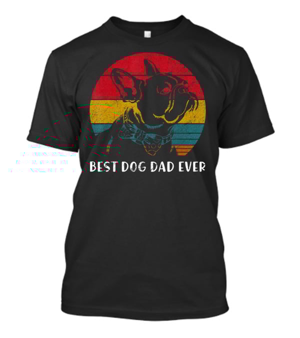Best Dog Dad Ever Vintage French Bulldog Retro Colors T-Shirt
