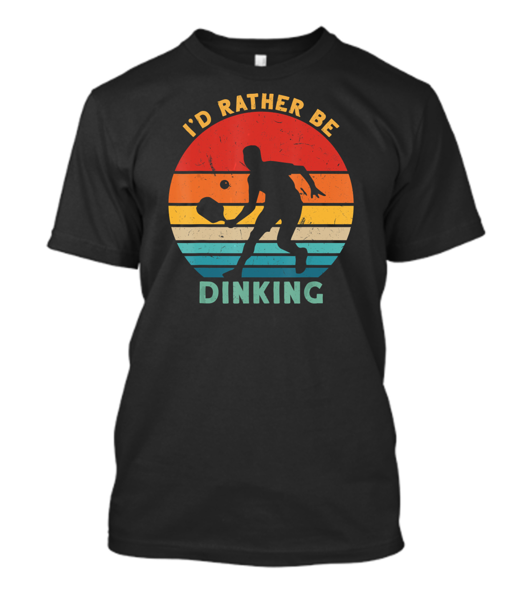 I'd Rather Be Dinking Vintage Pickleball Sunset T-Shirt