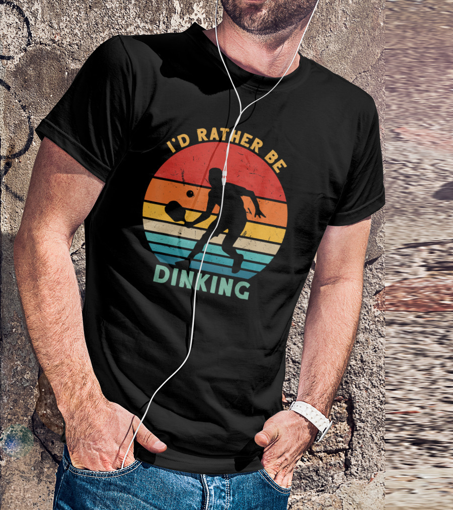I'd Rather Be Dinking Vintage Pickleball Sunset T-Shirt