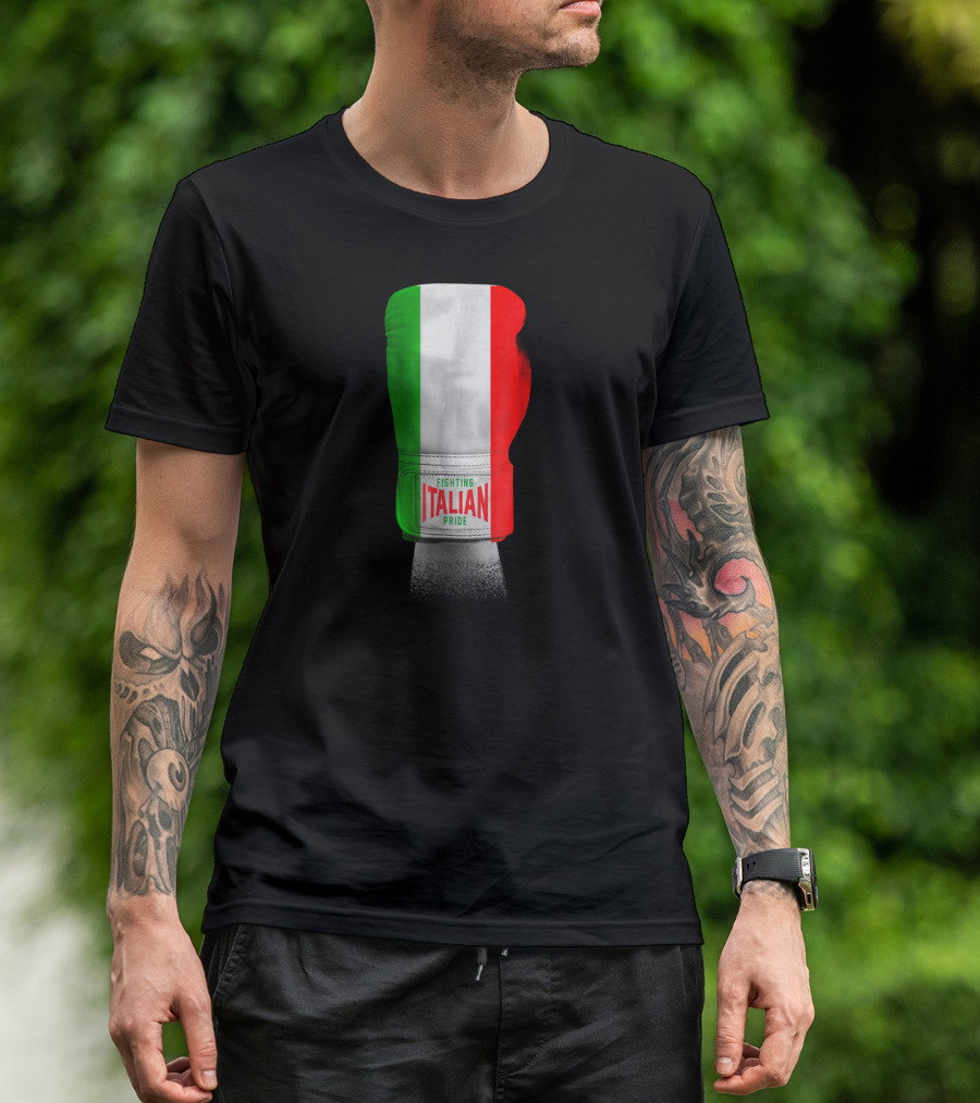 Vintage Italian Flag Boxing Gloves Fighting Italian Pride T-Shirt