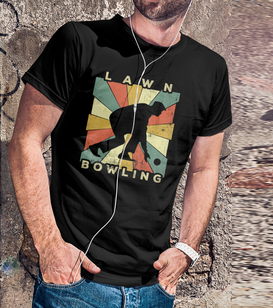 Lawn Bowling Vintage Retro Silhouette Burst T-Shirt