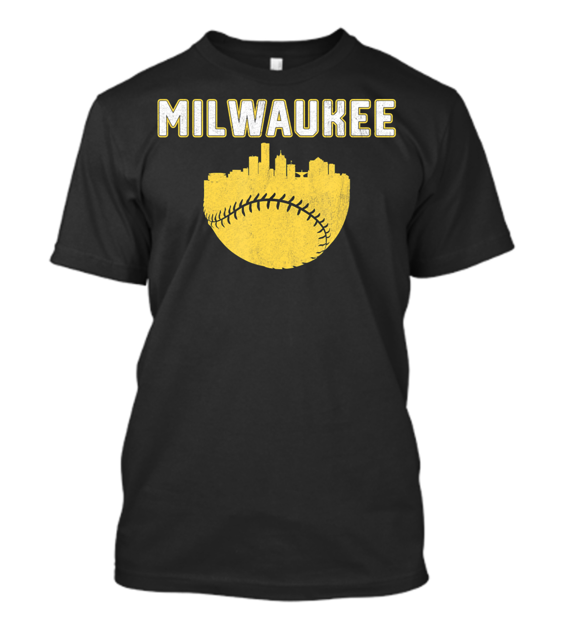 Milwaukee Wisconsin Cityscape Vintage Baseball Skyline T-Shirt