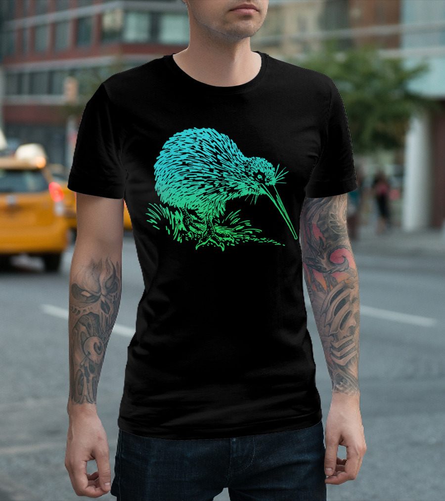 Vintage Neon Kiwi Bird Awesome Retro T-Shirt