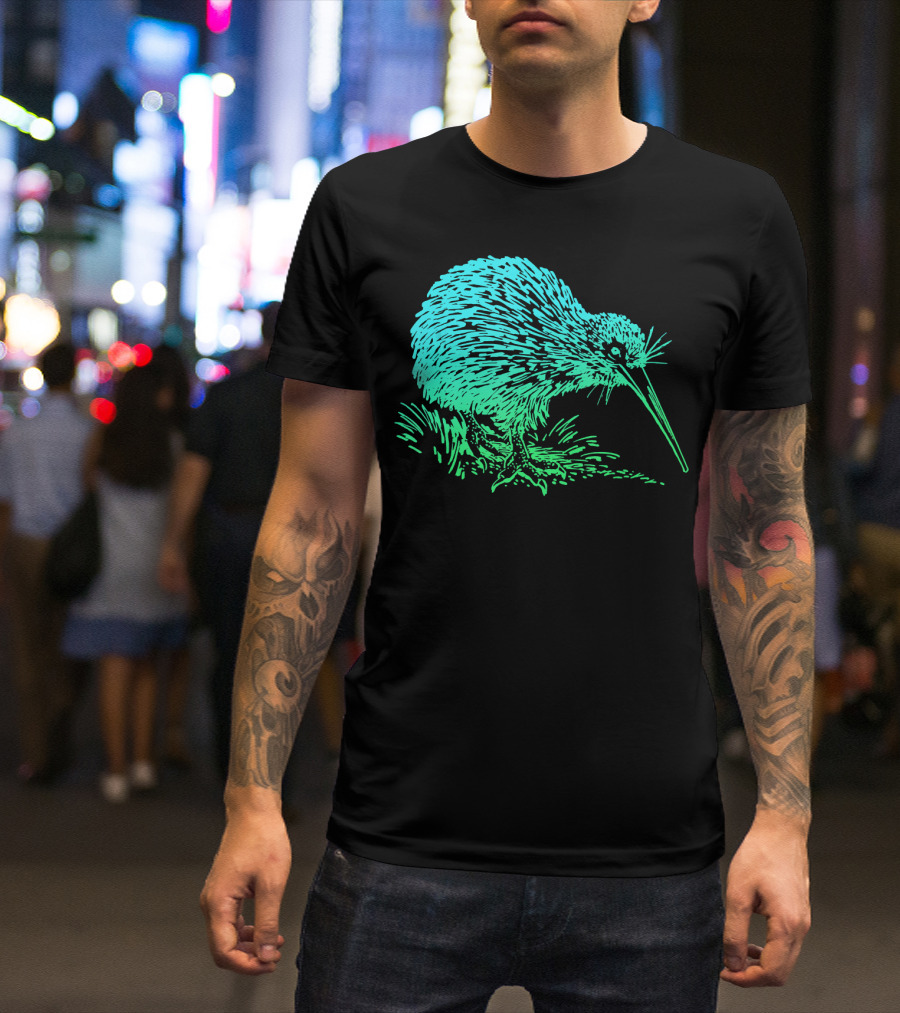 Vintage Neon Kiwi Bird Awesome Retro T-Shirt