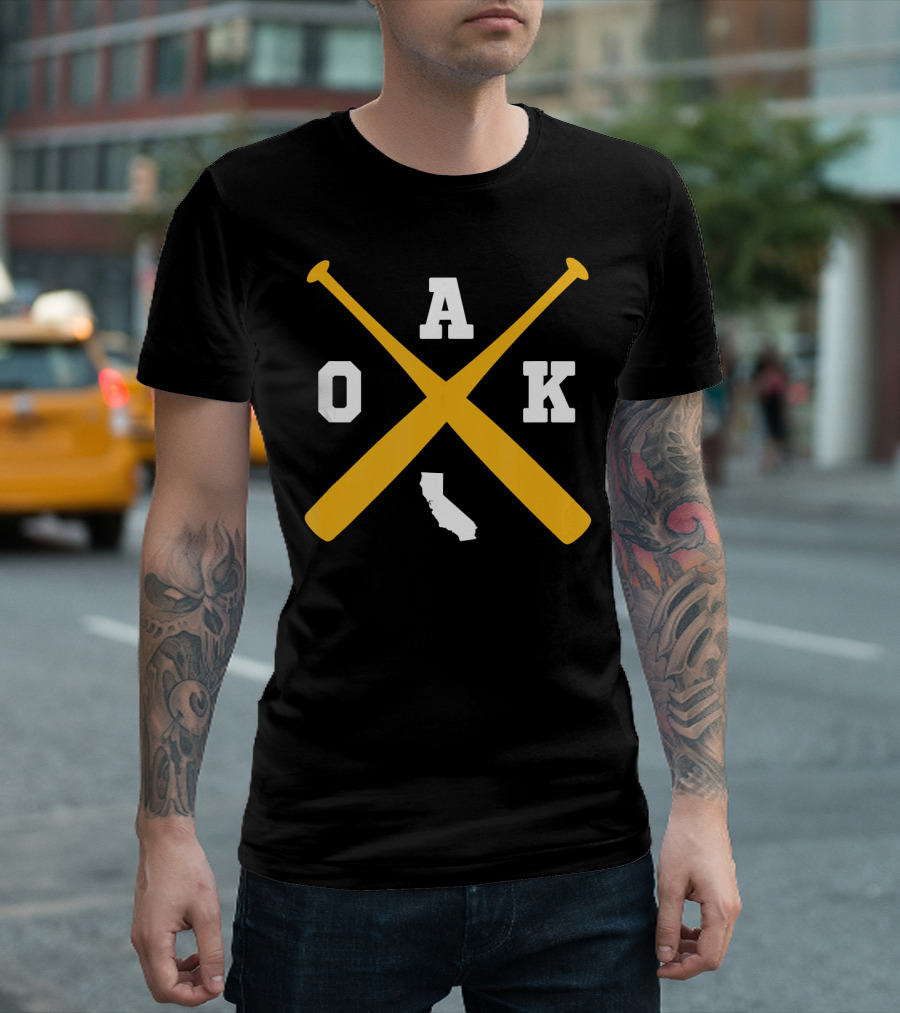 Vintage Oakland OAK State Baseball Bats California T-Shirt