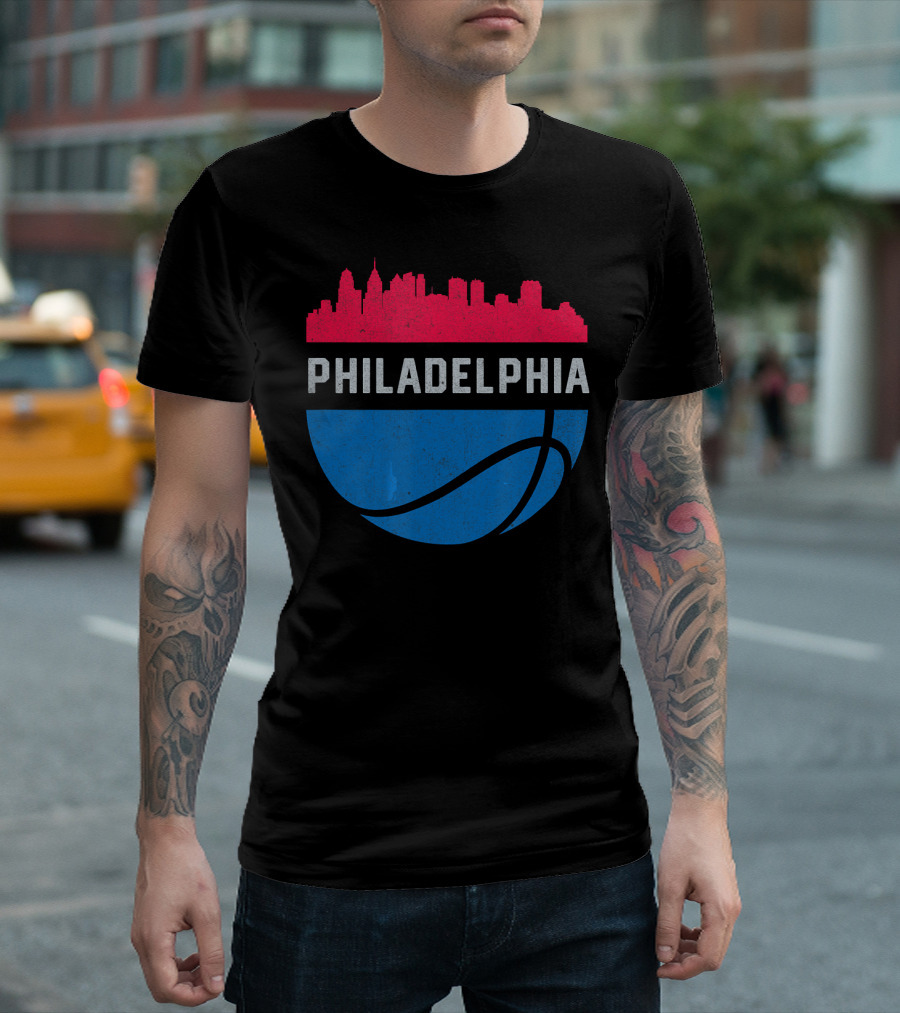 Philadelphia Cityscape Basketball T-Shirt