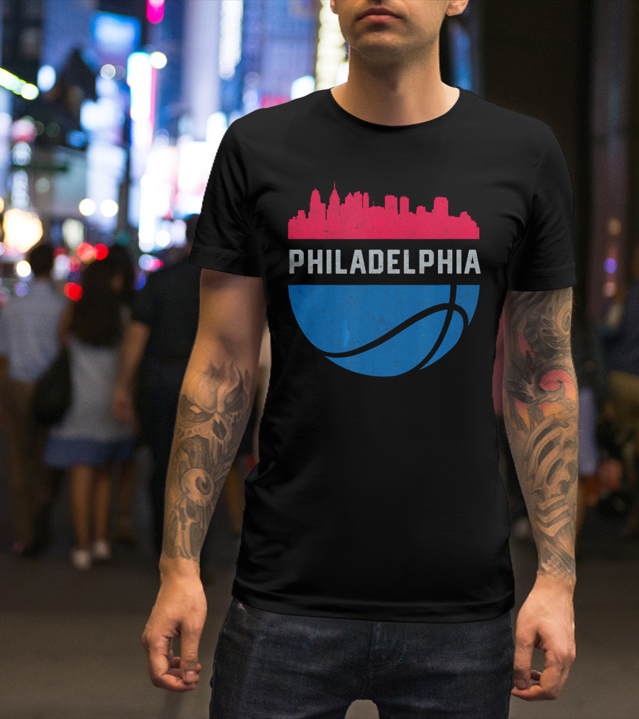 Philadelphia Cityscape Basketball T-Shirt