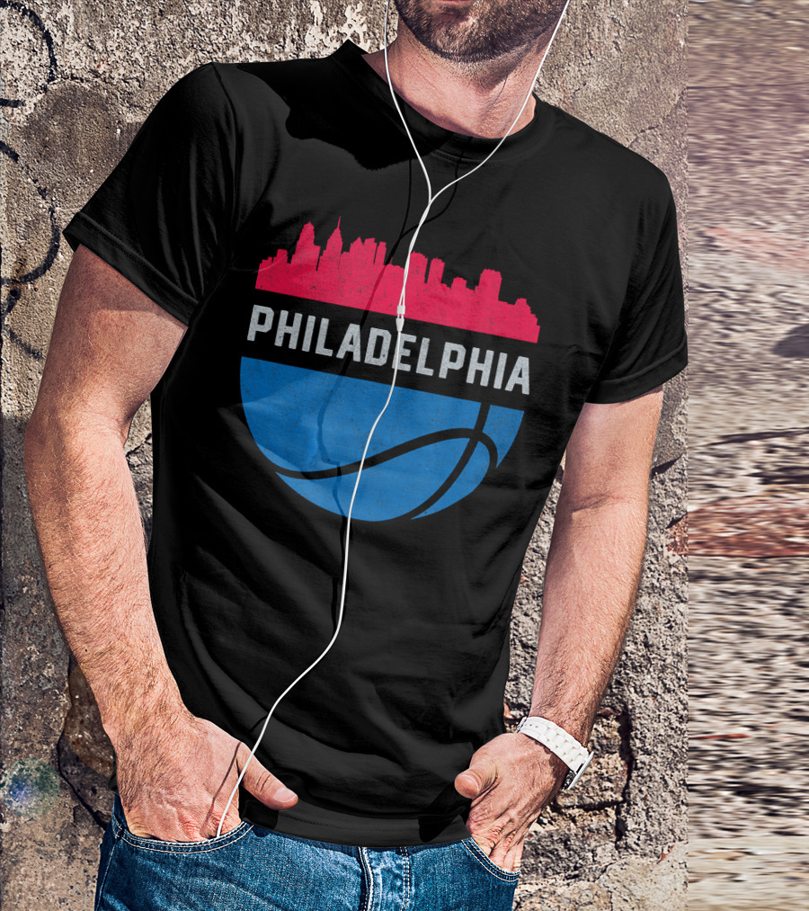 Philadelphia Cityscape Basketball T-Shirt