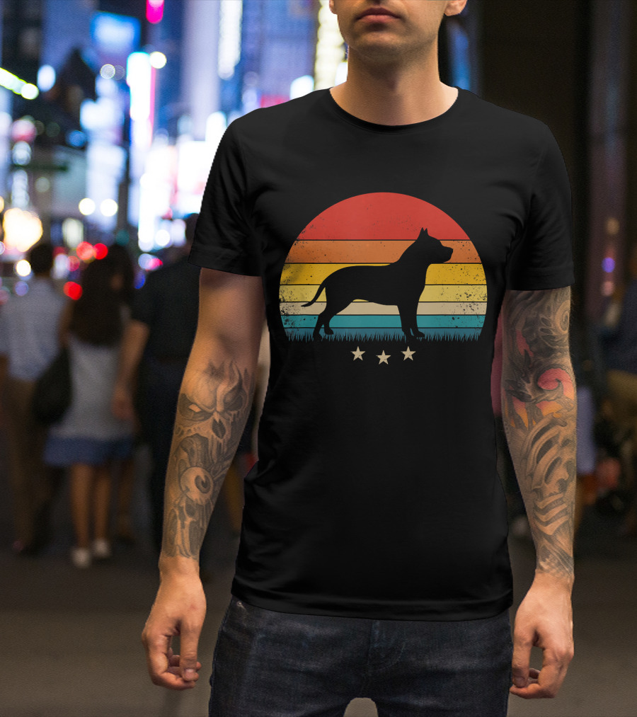 Vintage Pitbull Sunset With Stars T-Shirt