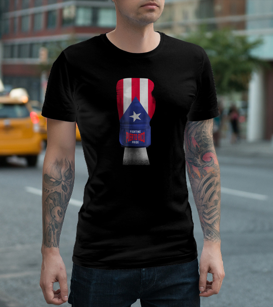Fighting Puerto Rico Pride Vintage Flag Boxing Gloves T-Shirt