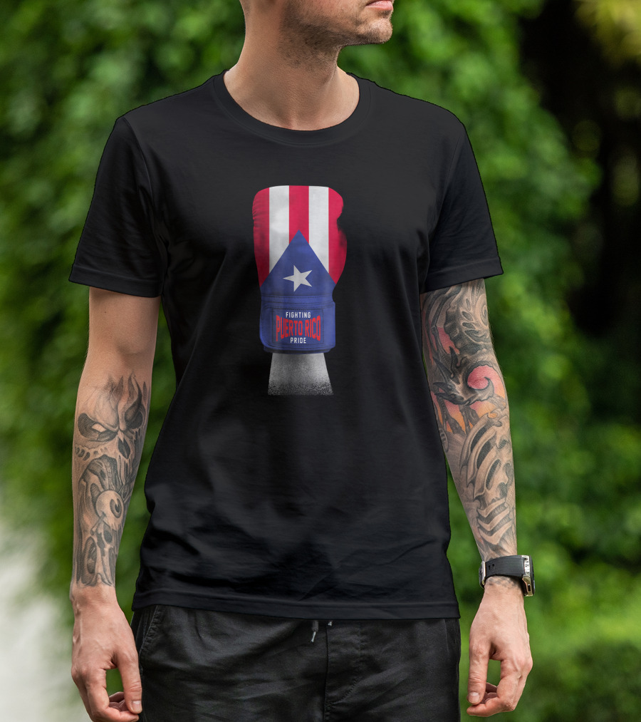 Fighting Puerto Rico Pride Vintage Flag Boxing Gloves T-Shirt