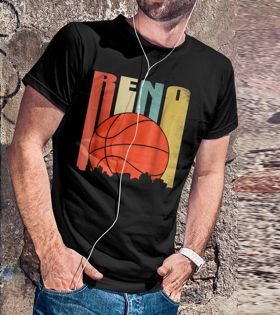 Reno Nevada Retro Basketball Skyline T-Shirt