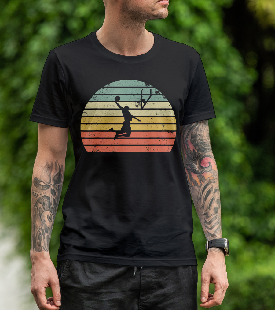 Vintage Basketball Dunk Sunset Retro T-Shirt
