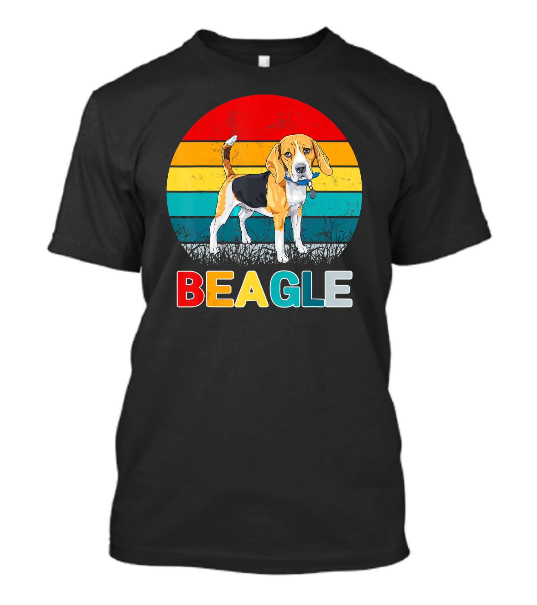 Vintage Beagle Retro Stripes Graphics T-Shirt