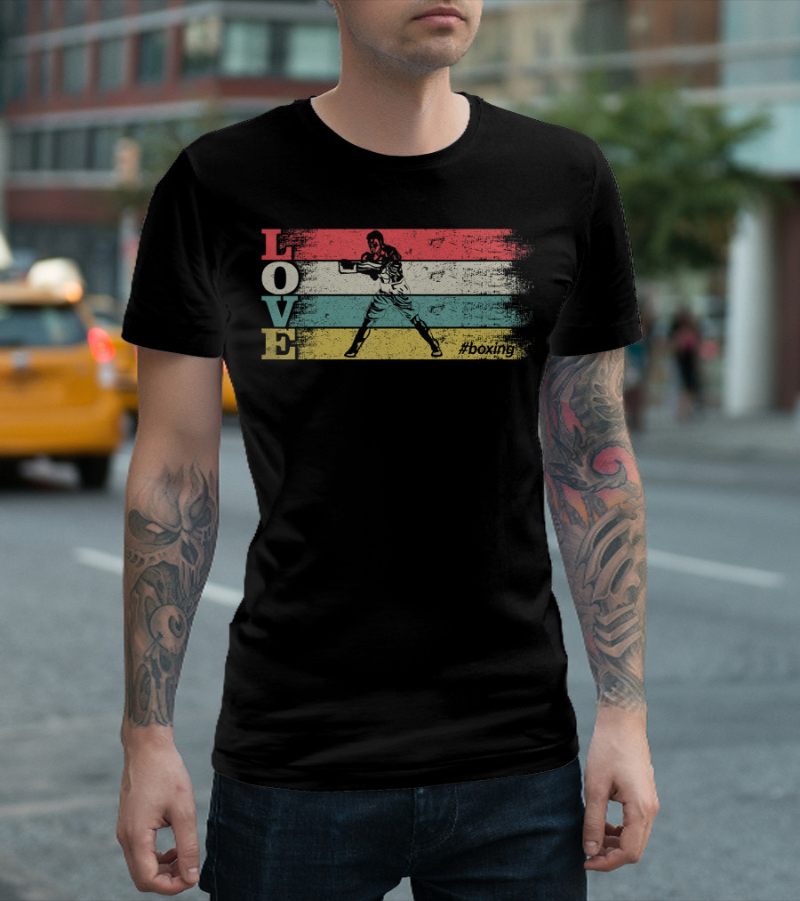 LOVE Vintage Boxing Stripes #boxing T-Shirt