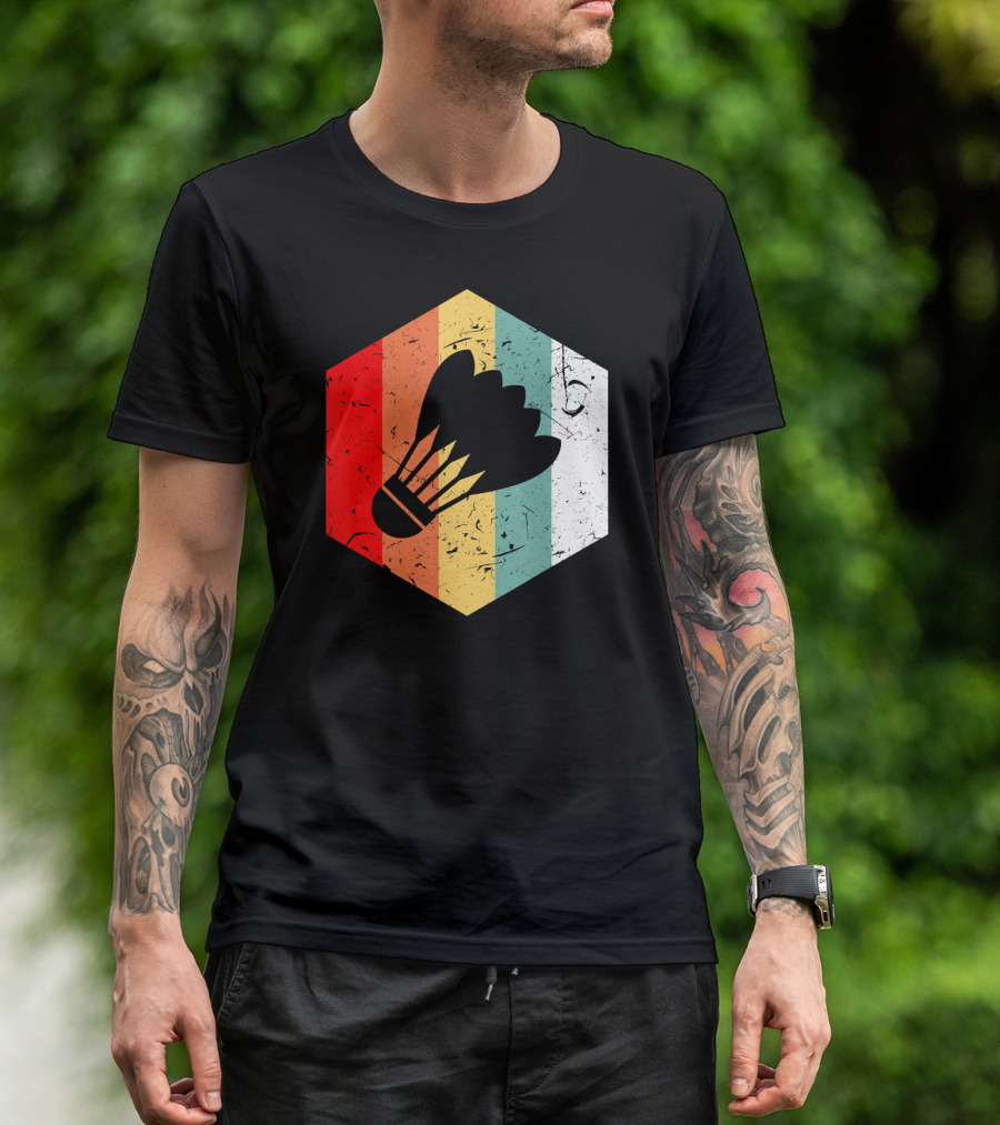 Vintage Shuttlecock Retro Hexagon Sports T-Shirt