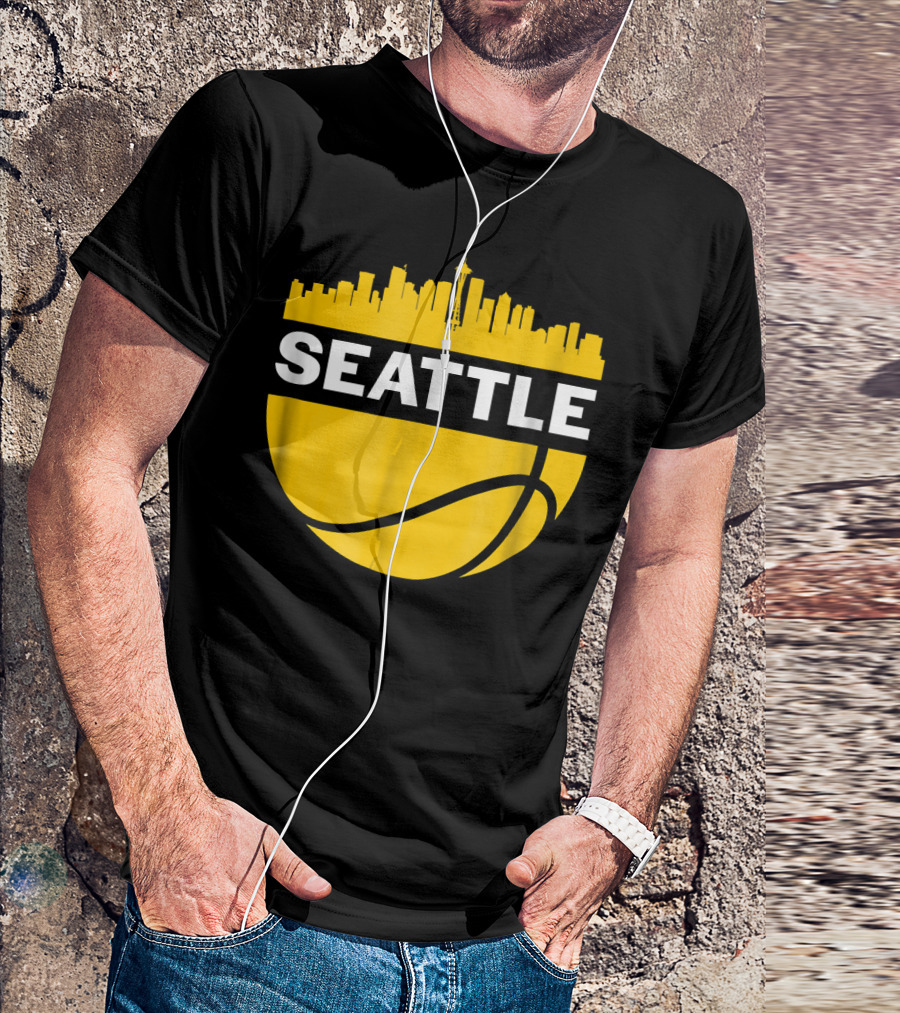 Seattle Skyline Basketball Cityscape Vintage T-Shirt