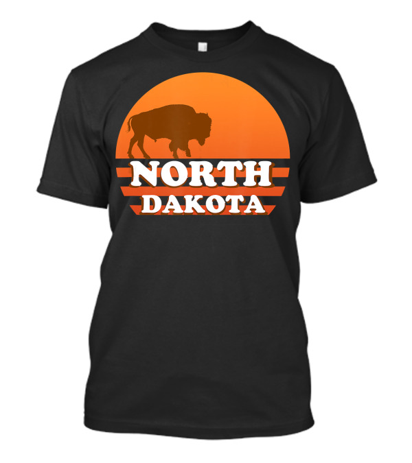 Vintage Sunset North Dakota 70s 80s Retro Buffalo T-Shirt