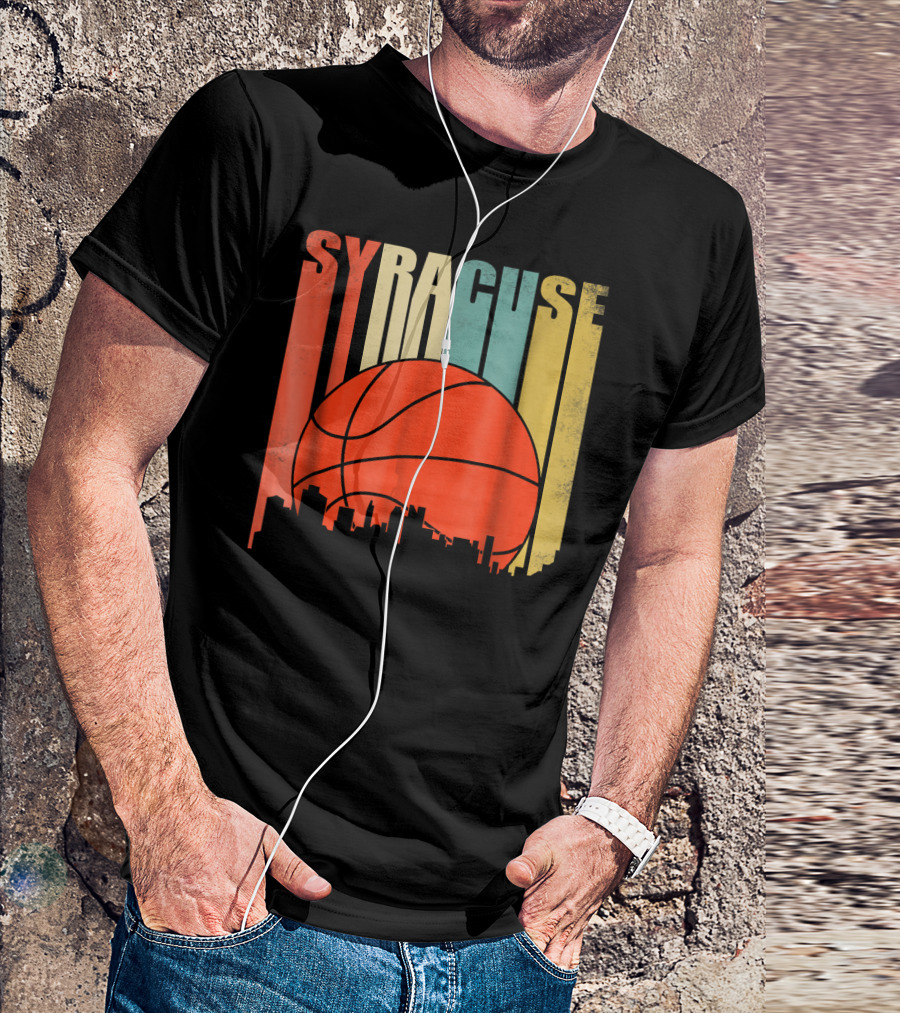 Syracuse New York Vintage City Skyline Basketball T-Shirt
