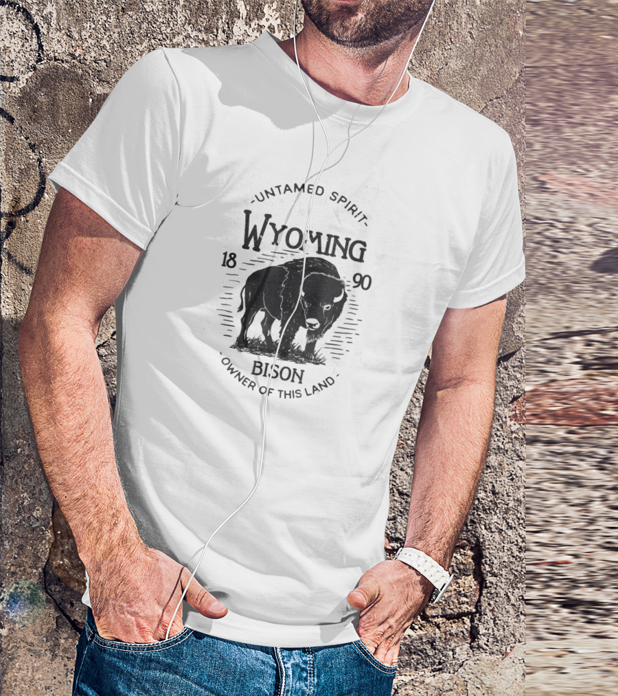 Wyoming Bison 1890 Vintage 70s 80s Retro Buffalo State Of Mine T-Shirt