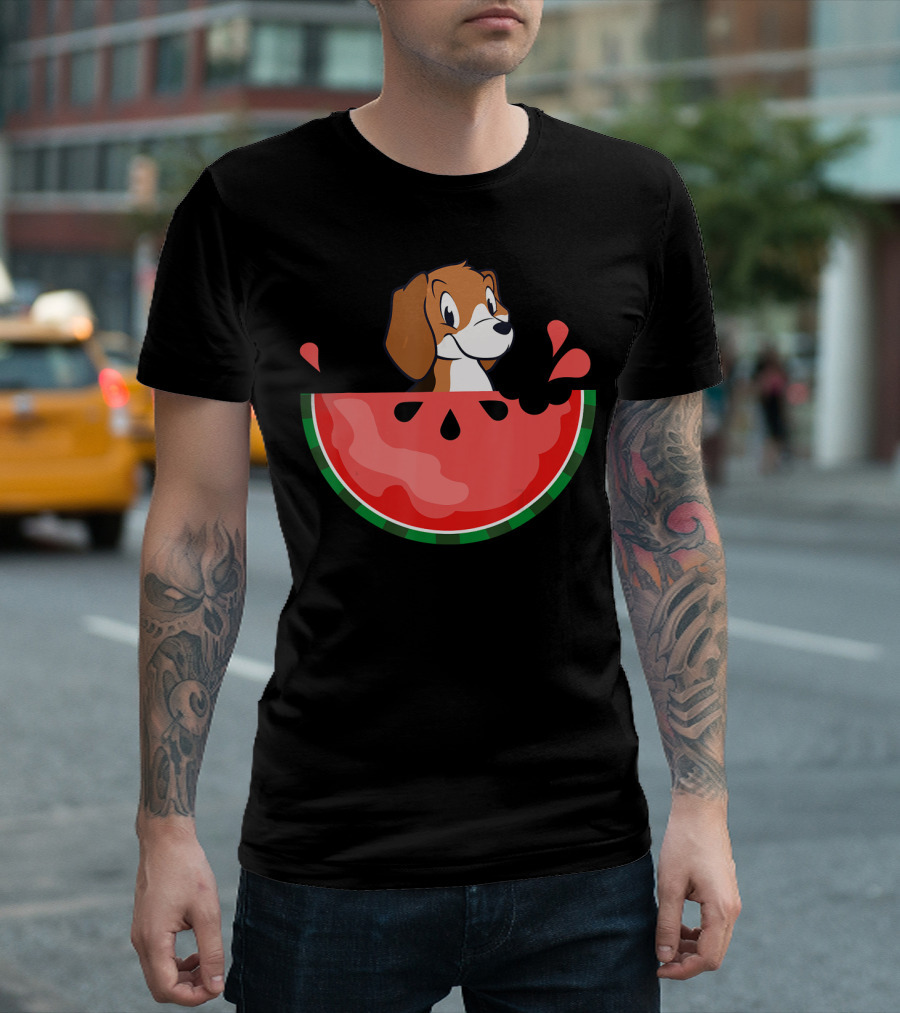 Watermelon With Beagle Summer Vacation Fun T-Shirt