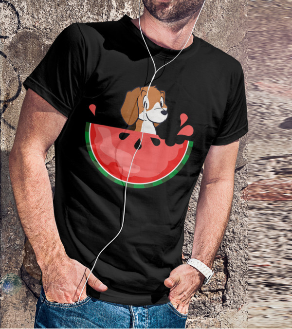 Watermelon With Beagle Summer Vacation Fun T-Shirt