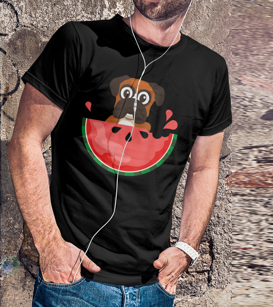 Watermelon With Boxer Summer Vacation Dog T-Shirt