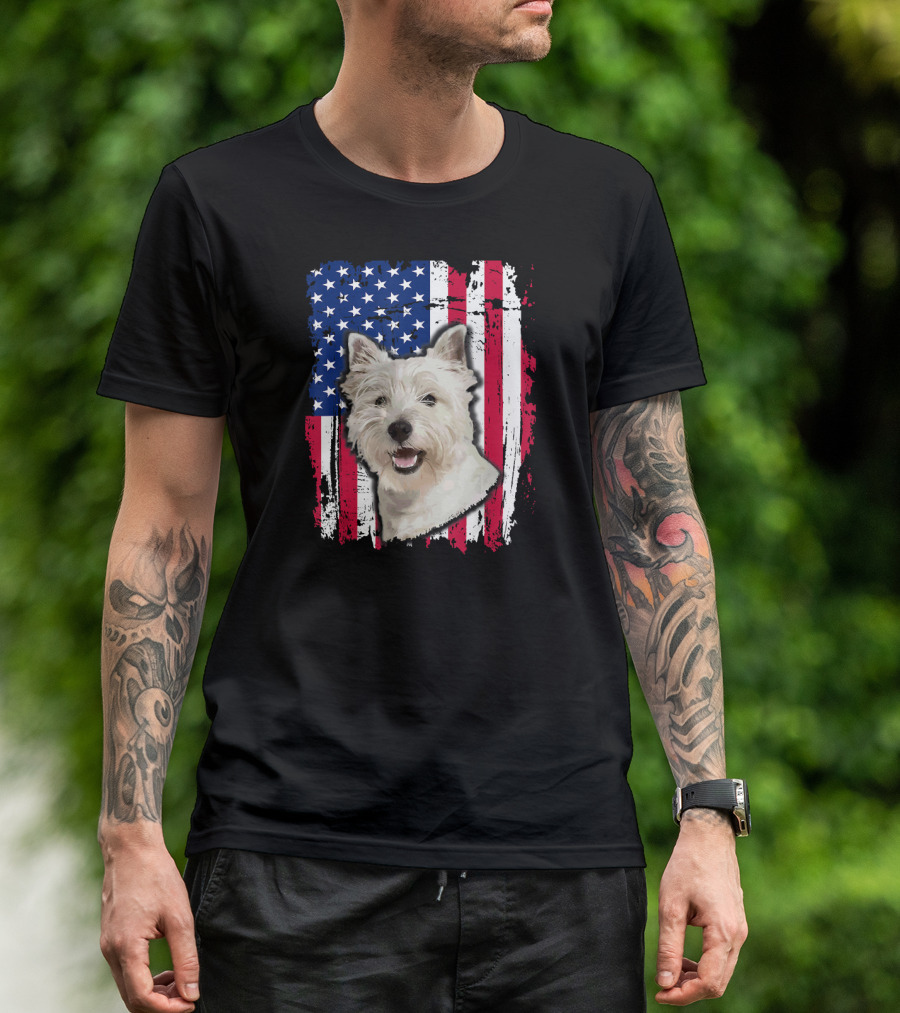Westie USA Flag Independence Day T-Shirt