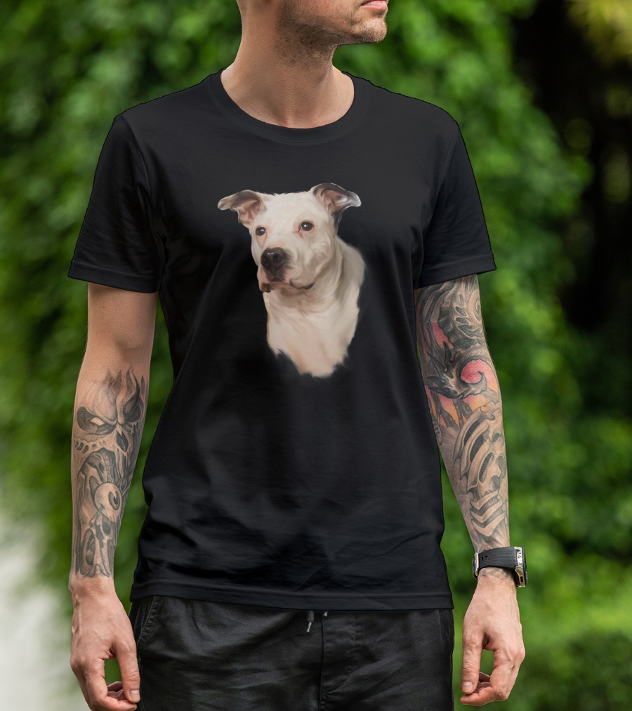 White Pit Bull Dog Portrait For Pitbull Lovers T-Shirt