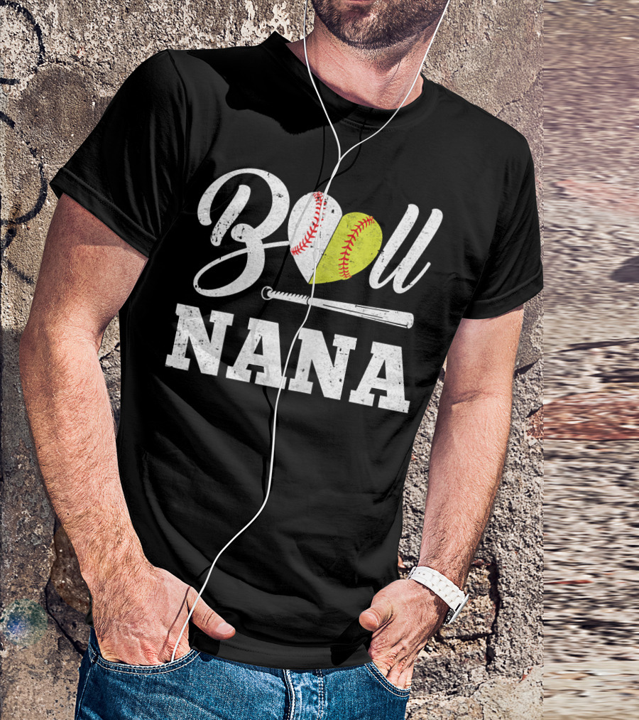 Ball Nana Heart Softball Baseball Bat T-Shirt