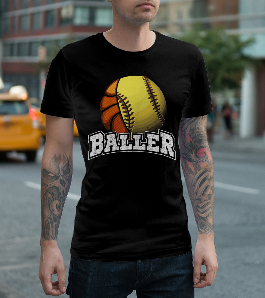 Baller Funny Girls Softball Basketball Combo T-Shirt
