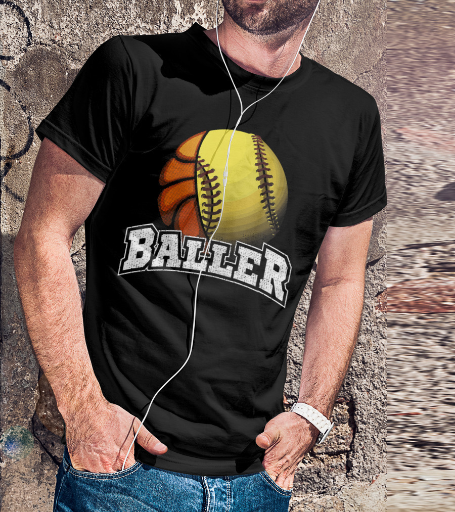 Baller Funny Girls Softball Basketball Combo T-Shirt