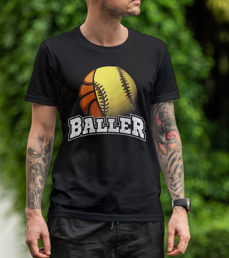 Baller Funny Girls Softball Basketball Combo T-Shirt