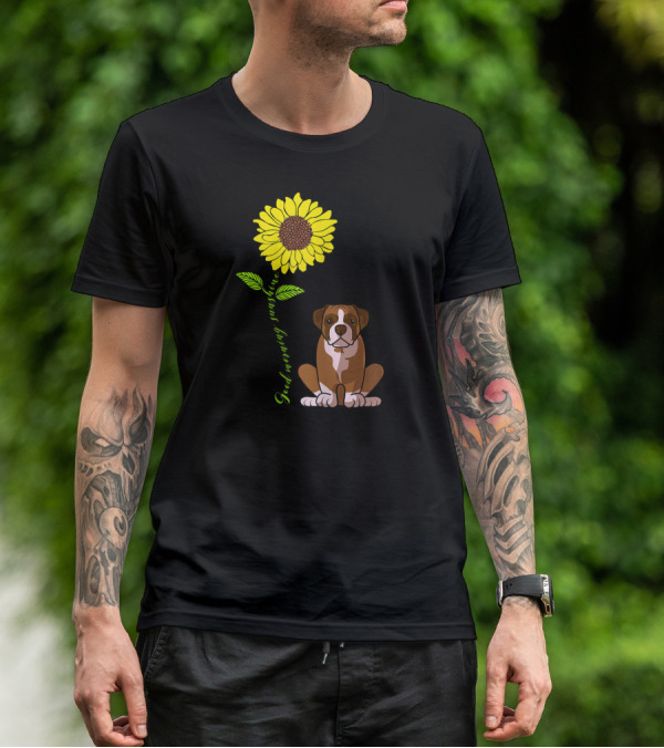 Good Morning Sunshine Boxer Dog With Sunflower T-Shirt