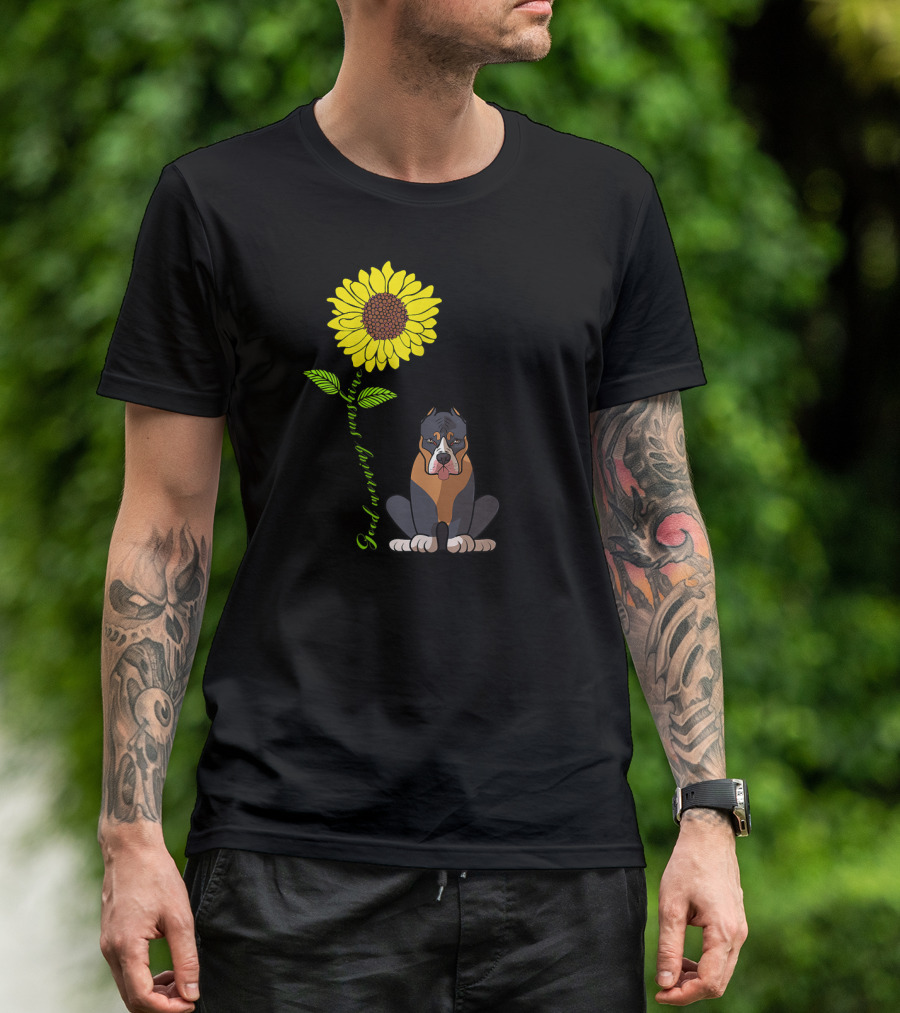 Good Morning Sunshine Pitbull With Sunflower T-Shirt