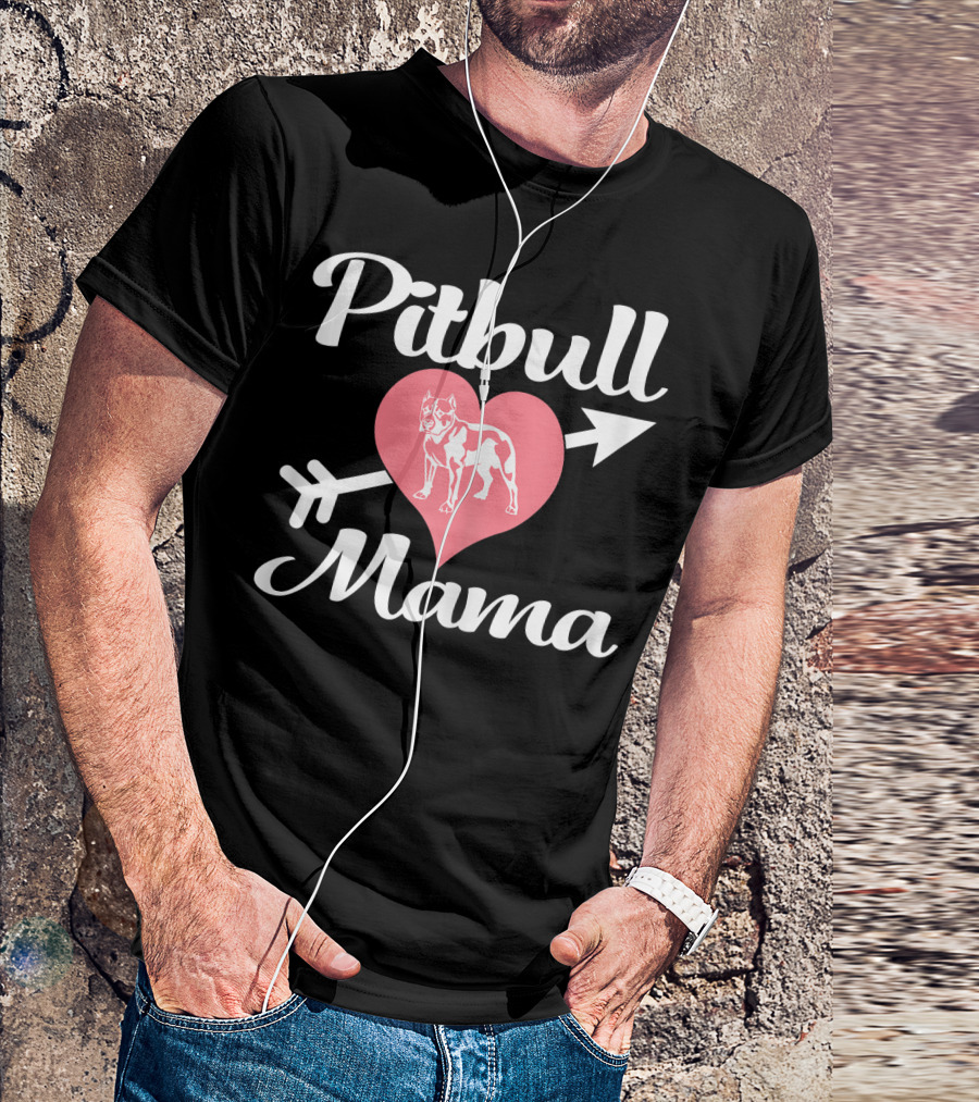 Pitbull Mama Heart With Arrow Pit Bull Lover T-Shirt