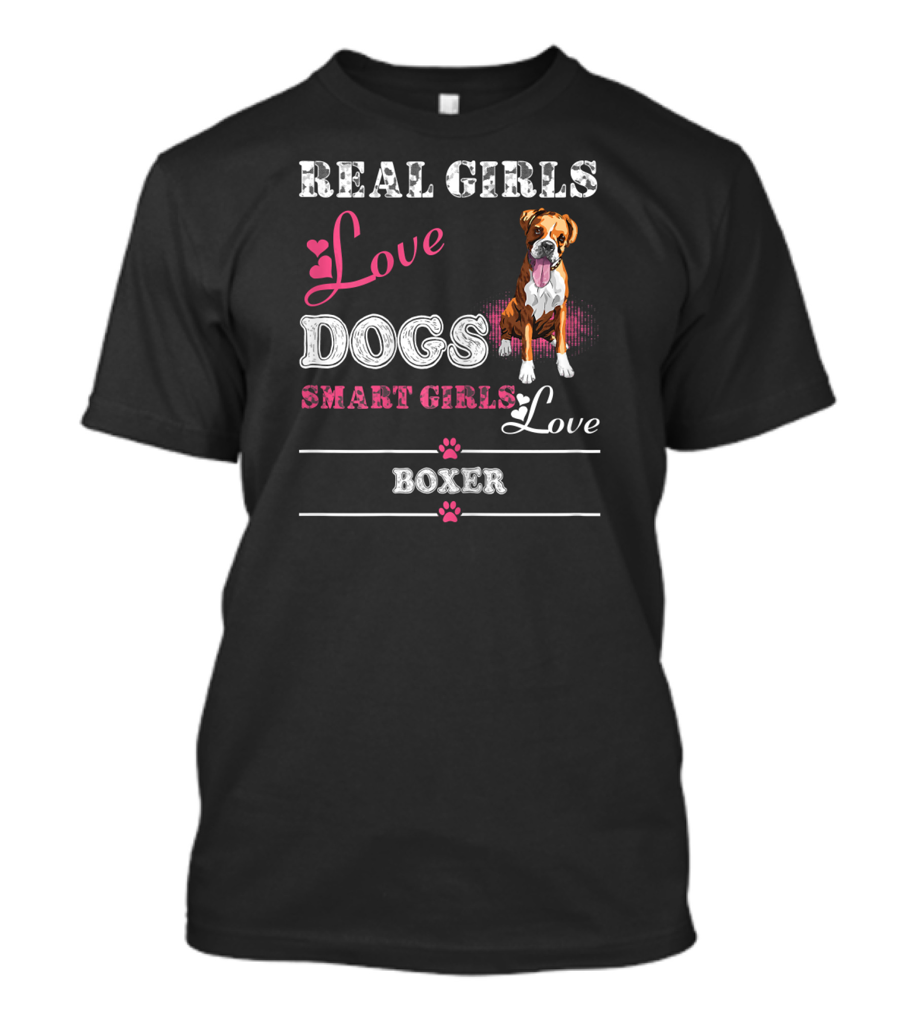 Real Girls Love Dogs Smart Girls Love Boxer T-Shirt