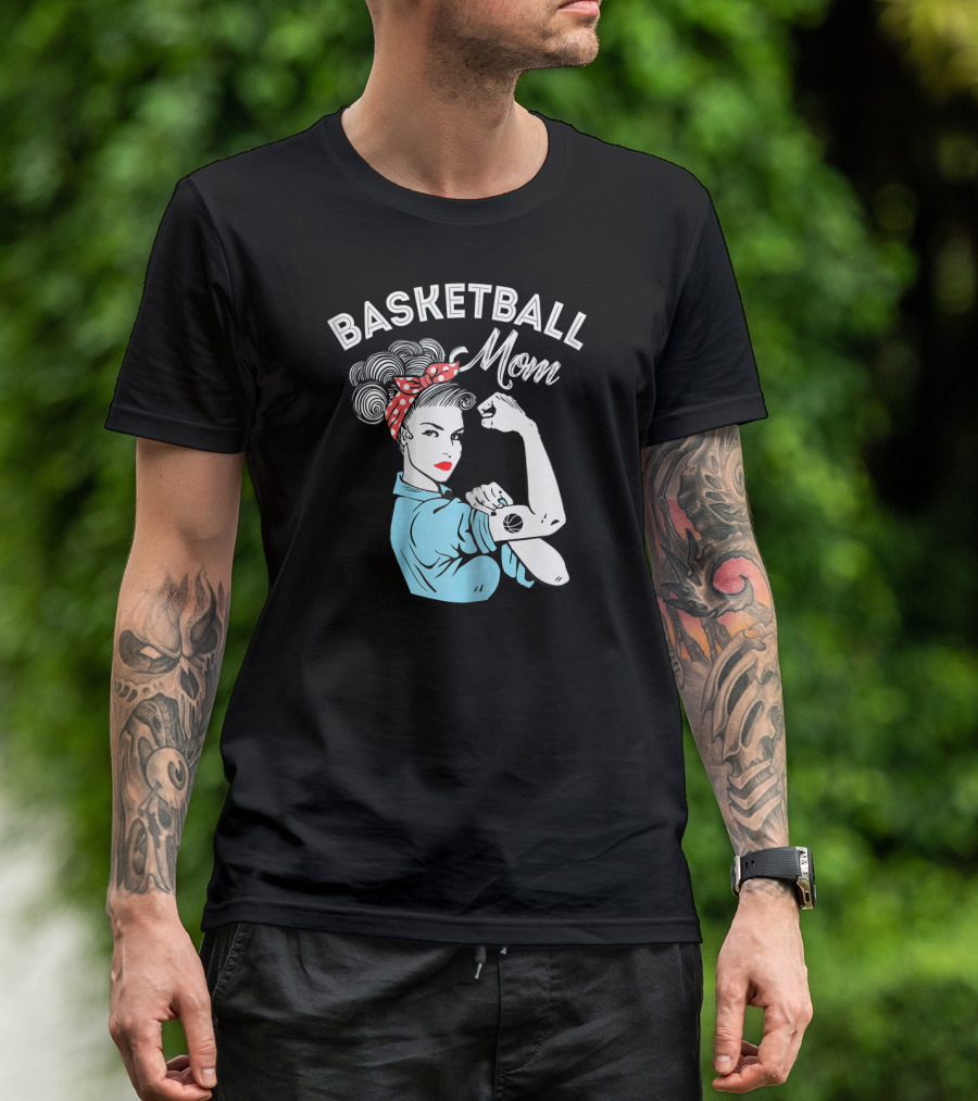 Basketball Mom Retro Strong Iconic Rosie Flexing T-Shirt