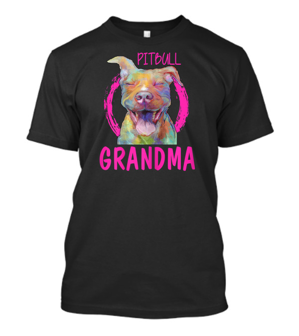 Pitbull Grandma Colorful Happy Dog T-Shirt