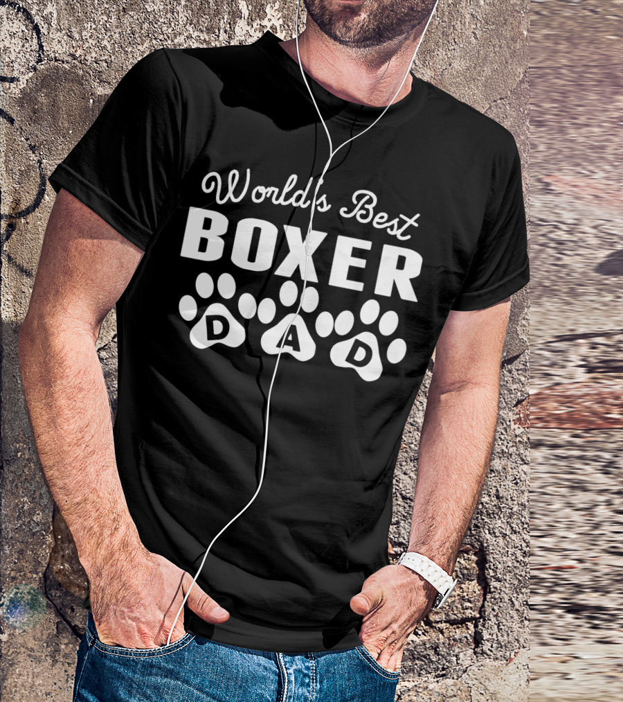 World's Best Boxer Dad Paw Prints T-Shirt