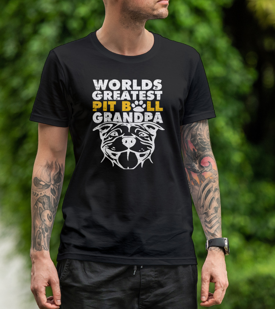Worlds Greatest Pit Bull Grandpa Dog Love T-Shirt