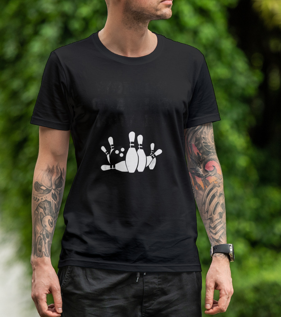 Worlds Okayest Bowler Funny Bowling Team Knocked Over Pins T-Shirt