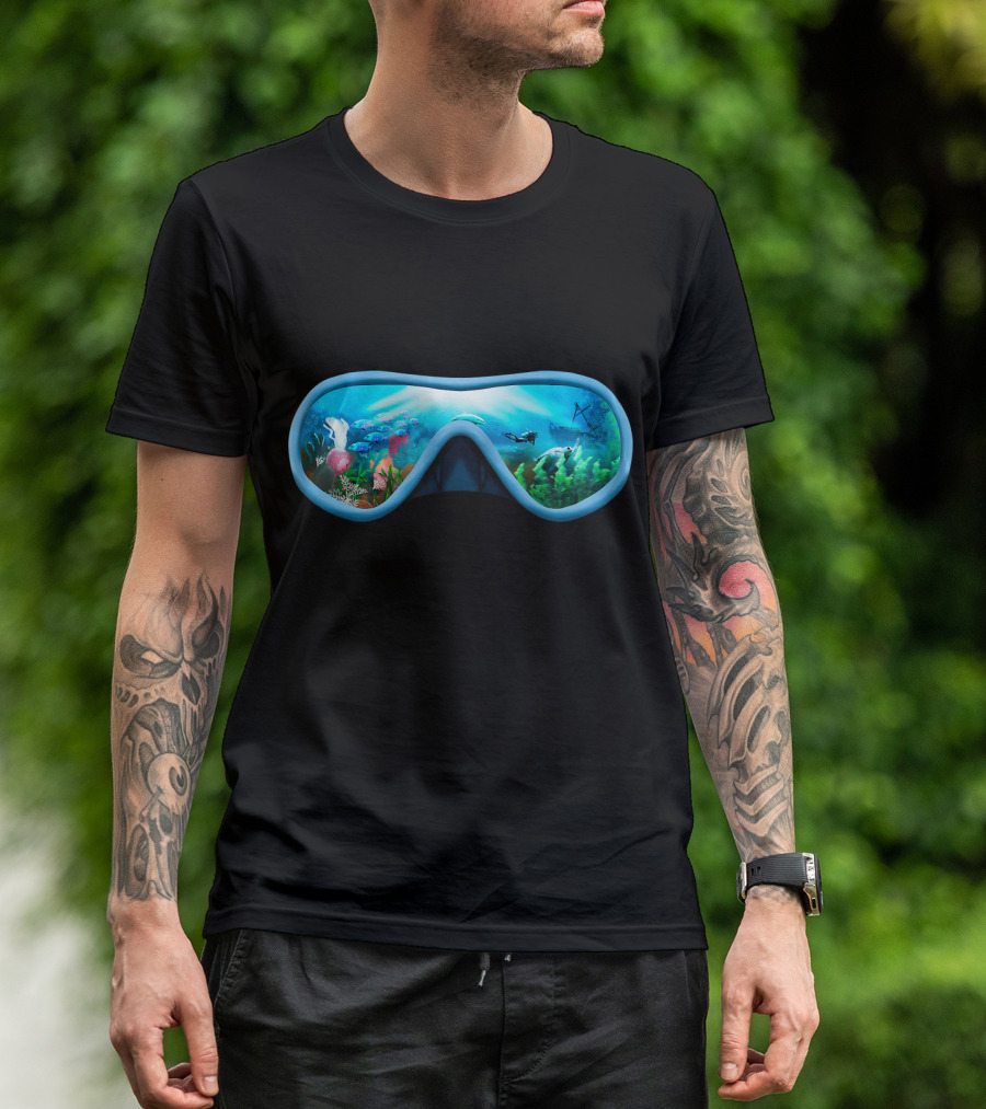 Scuba Diving Mask Underwater Adventure Coral Reef With Diver T-Shirt